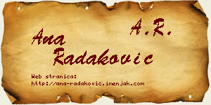 Ana Radaković vizit kartica